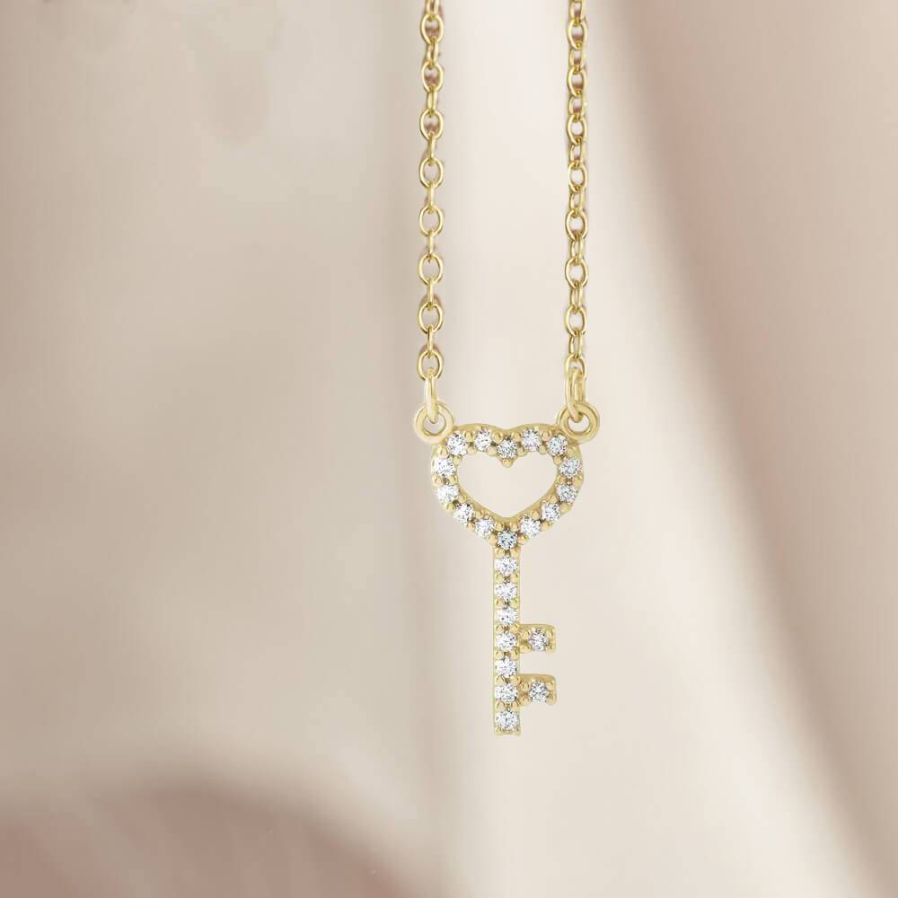 Diamond Heart Key Necklace - Show Your Love | Jewelry By Johan