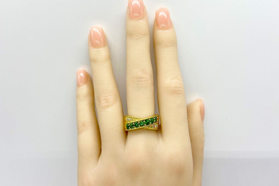 Green Garnet K18グリーンガーネット ダイヤモンドリング (NO.48985