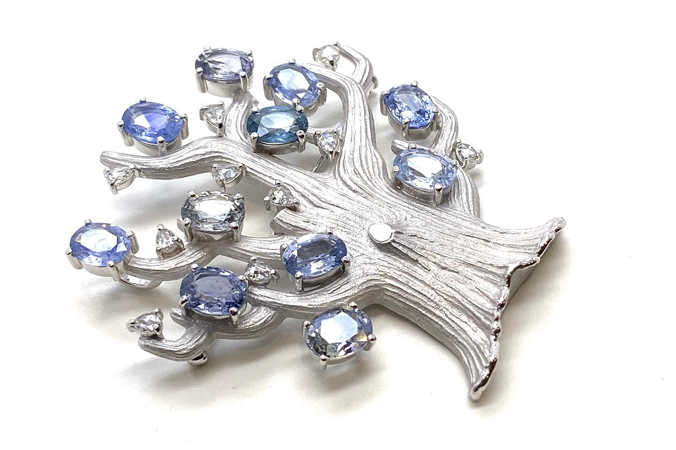 Sapphire K18WGサファイヤ ダイヤブローチ (NO.48088) – JEX宝石