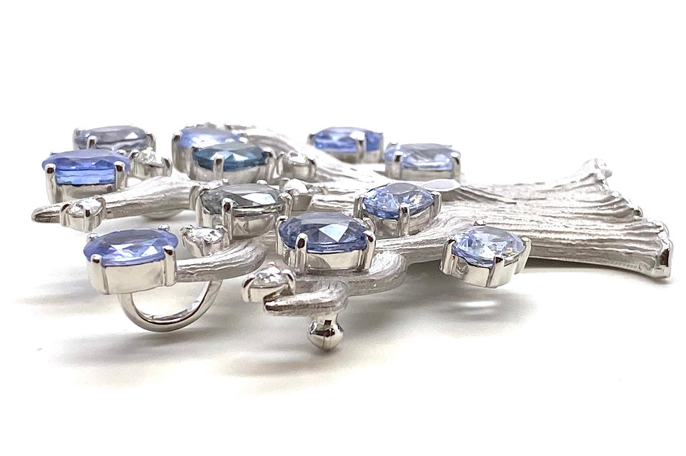 Sapphire K18WGサファイヤ ダイヤブローチ (NO.48088) – JEX宝石