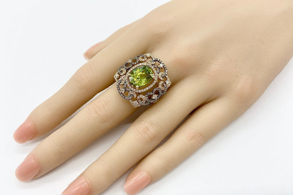 Sphene K18/ブラックロジウム スフェーン ダイヤモンドリング (NO