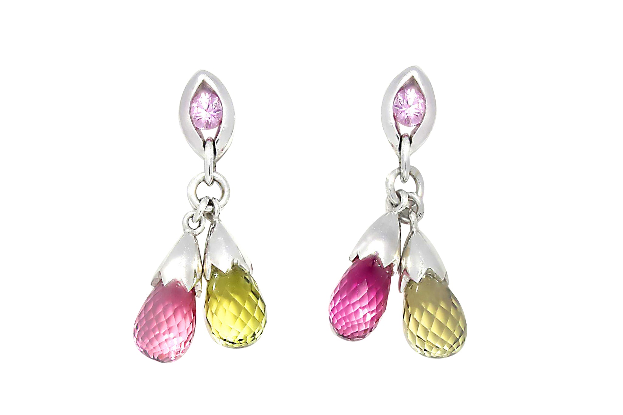 Green Tourmaline K18WGグリーン/ピンクトルマリンピアス (NO.127616