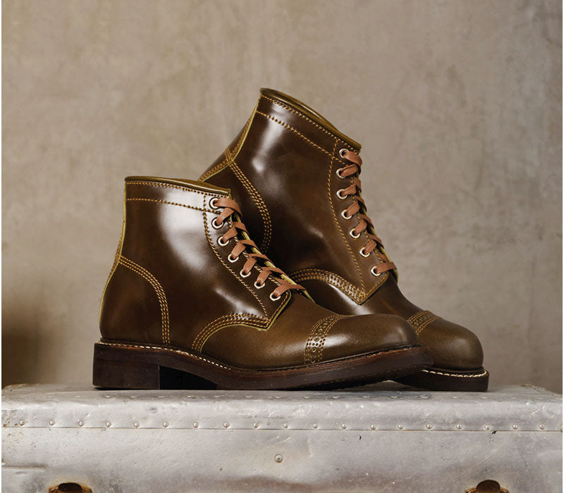 WEBSITE EXCLUSIVE OFFER COMBAT BOOTS / SHINKI HIKAKU SHELL CORDOVAN OL