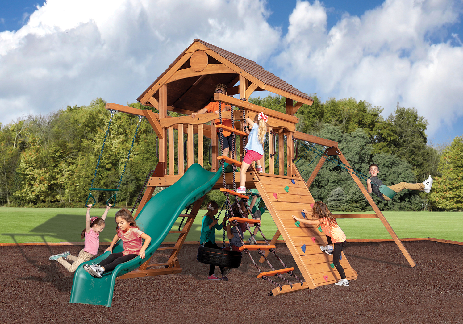 Adventure Summit XL 1 Wooden Swing Set - Johnny's Backyard