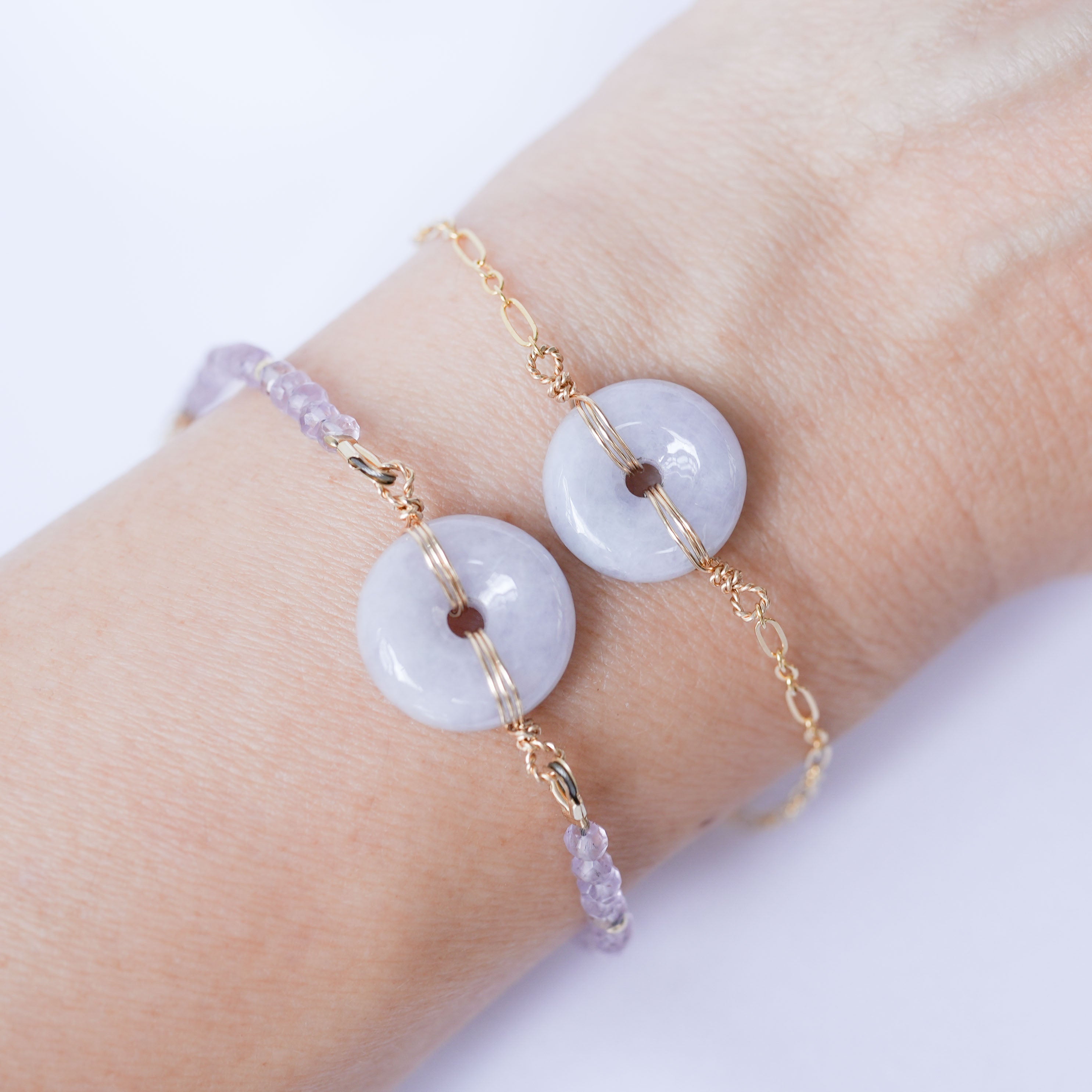 Lavender Jade Donut Chain Bracelet – JL Heart Online