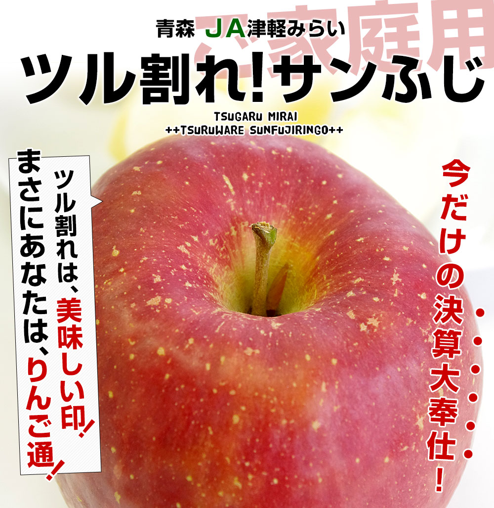 青森県産 JA津軽みらい ツル割れ・サンふじ 10キロ（32玉から50玉前後