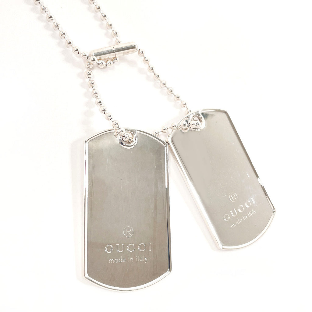 GUCCI Necklace dog tag double plate Ball chain Silver925 Silver