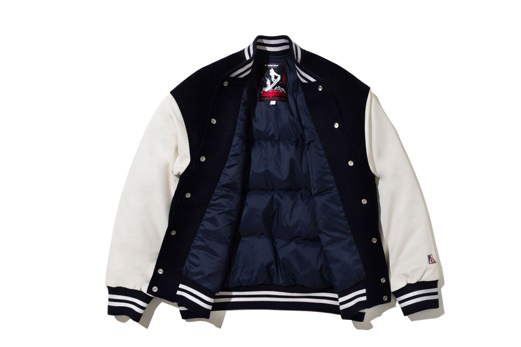 BAPE BY KAZUKI KURAISHI 】MULTI LOGO VARSITY DOWN JACKET | bape.com