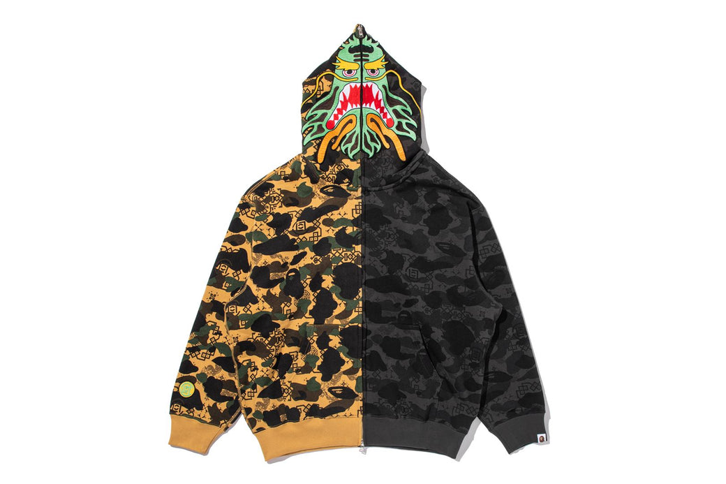 BAPE X CLOT 】CAMO SPLIT SHARK RELAXED FIT FULL ZIP HOODIE | bape.com