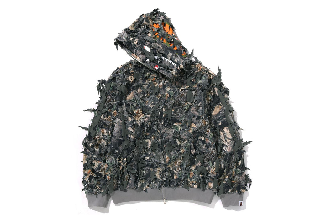 TREE EDGE CAMO LASER CUT CROPPED SHARK FULL ZIP HOODIE | bape.com