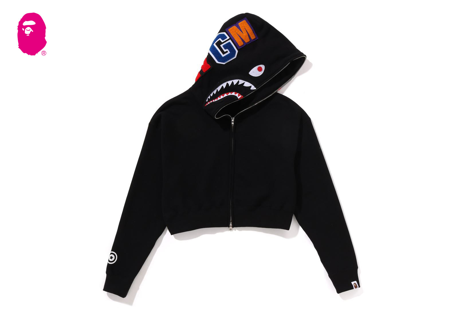 SHARK CROPPED FULL ZIP HOODIE | bape.com