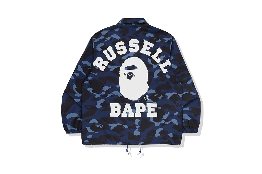 BAPE X RUSSELL 】COLOR CAMO COLLEGE COACH JACKET | bape.com