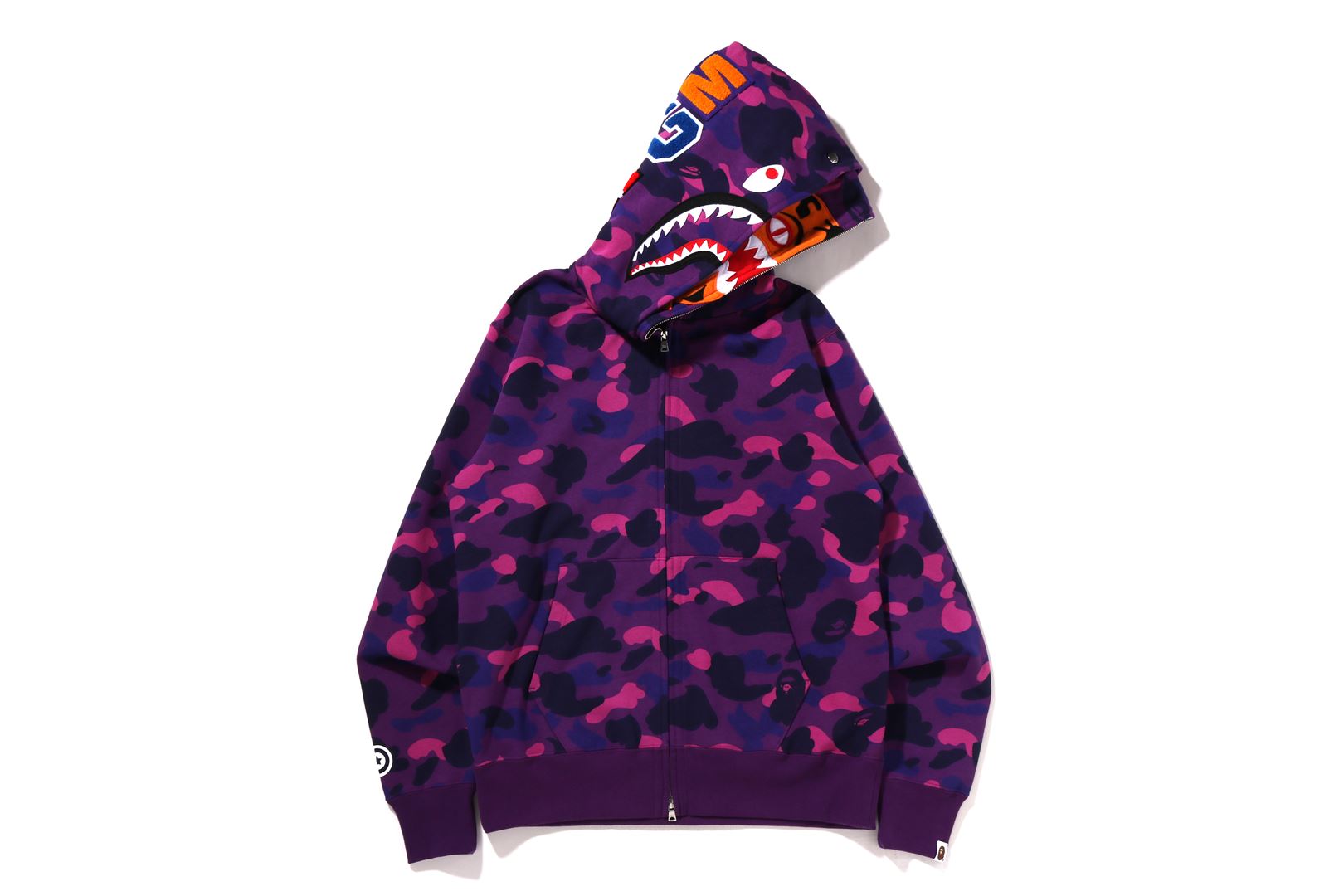 COLOR CAMO TIGER SHARK WIDE FULL ZIP DOUBLE HOODIE | bape.com