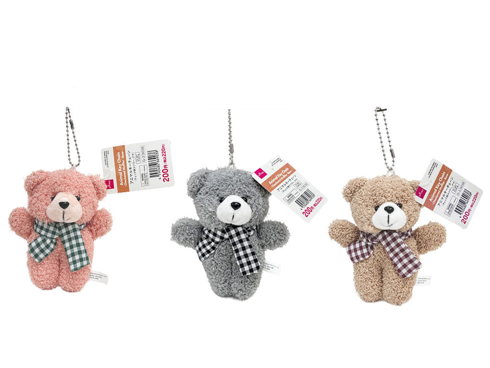 アニマルキーチェーン（チェック柄マフラー、クマ） - 100均 通販