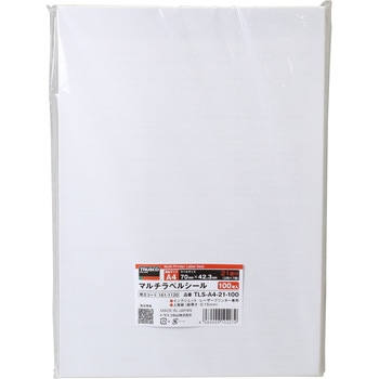 TLS-A4-21-100 マルチラベルシール TRUSCO 3列×7段(21面) 白色 シート