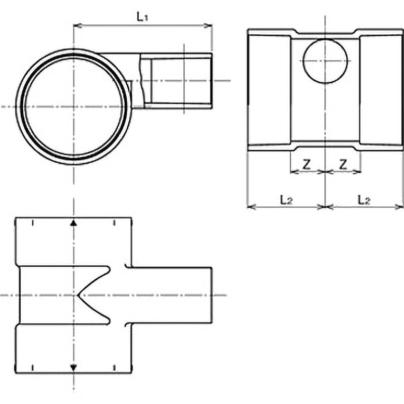 CU SG-T(VU) CU 食洗機継手 合流チーズ Aron(アロン化成) VU管用タイプ