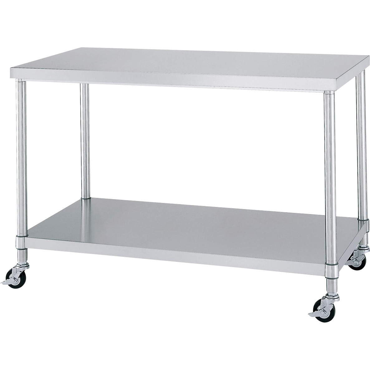 WBC-9045-U75 キャスター付きステンレス作業台(ベタ棚仕様)(SUS430