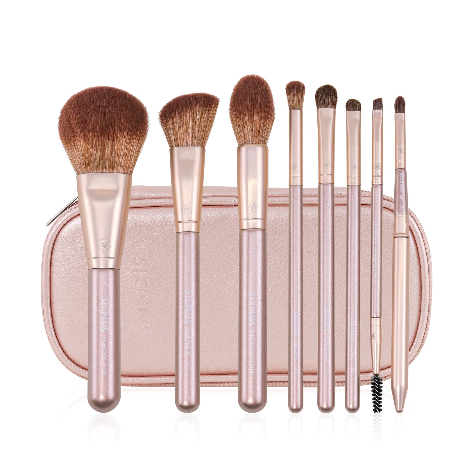 SIXPLUS ピンクゴールドメイクブラシ8本セット- 今すぐ買う – SIXPLUS