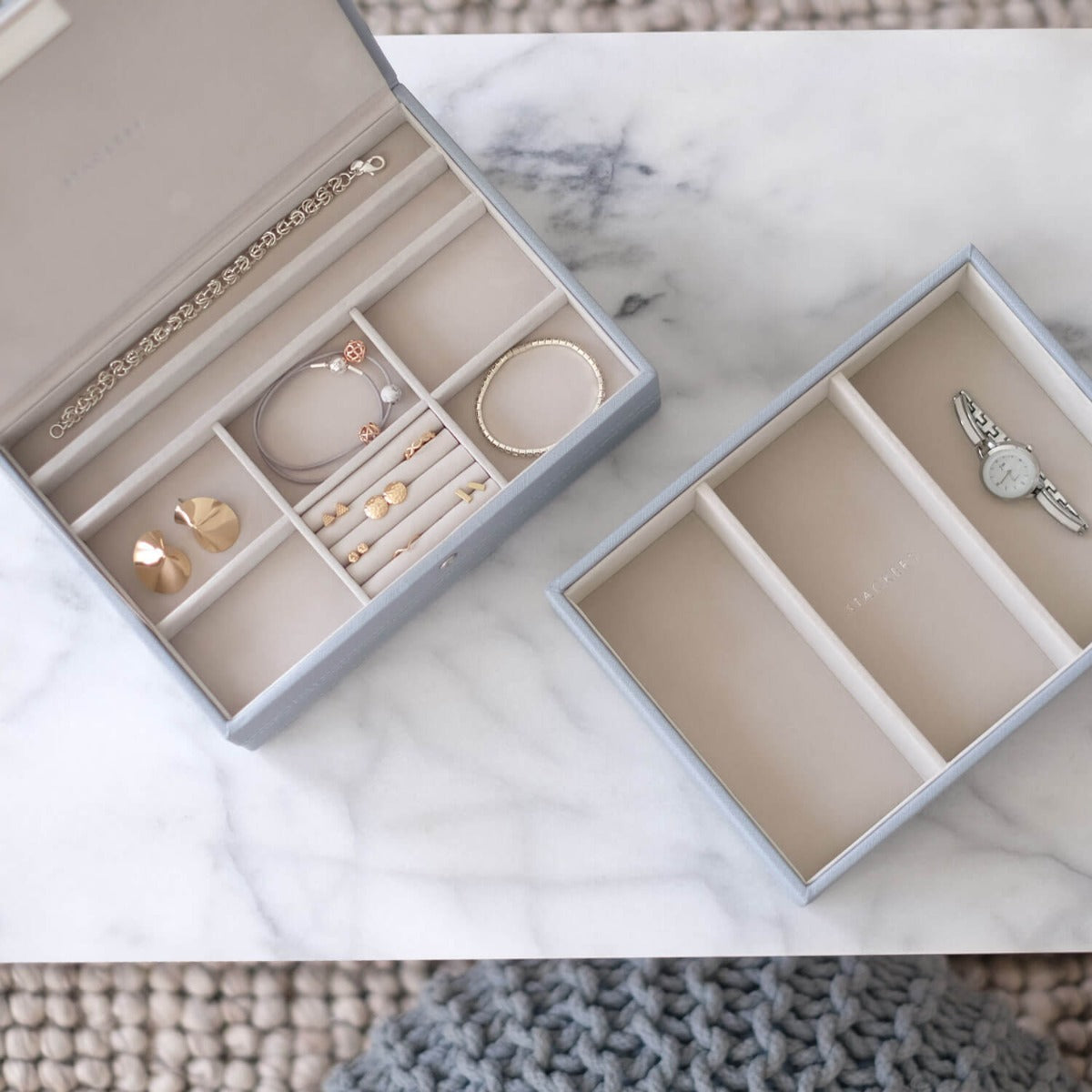 Stackers Dusky Blue Classic Jewellery Box – STACKERS LONDON
