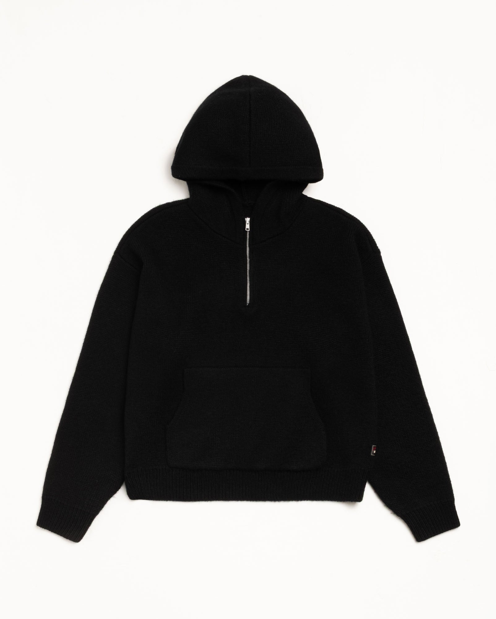 Quarter Zip Knit Hoodie – Black | Tops & Knits | Stüssy Japan