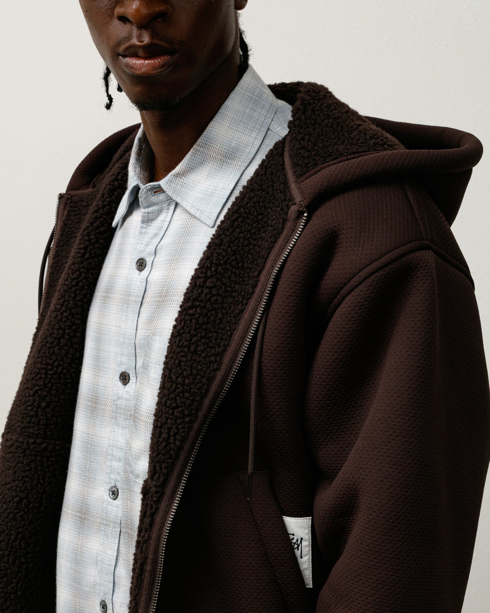 Bonded Sherpa Hoodie – Brown | Sweats | Stüssy Japan