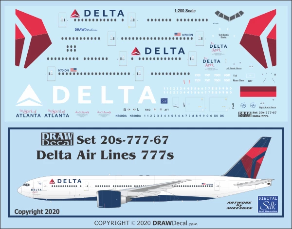 Boeing 777-200 - Delta Air Lines Draw Decal -20-777-67