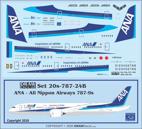Boeing 787-9 Dreamliner - All Nippon Airways (ANA) Draw Decal -20