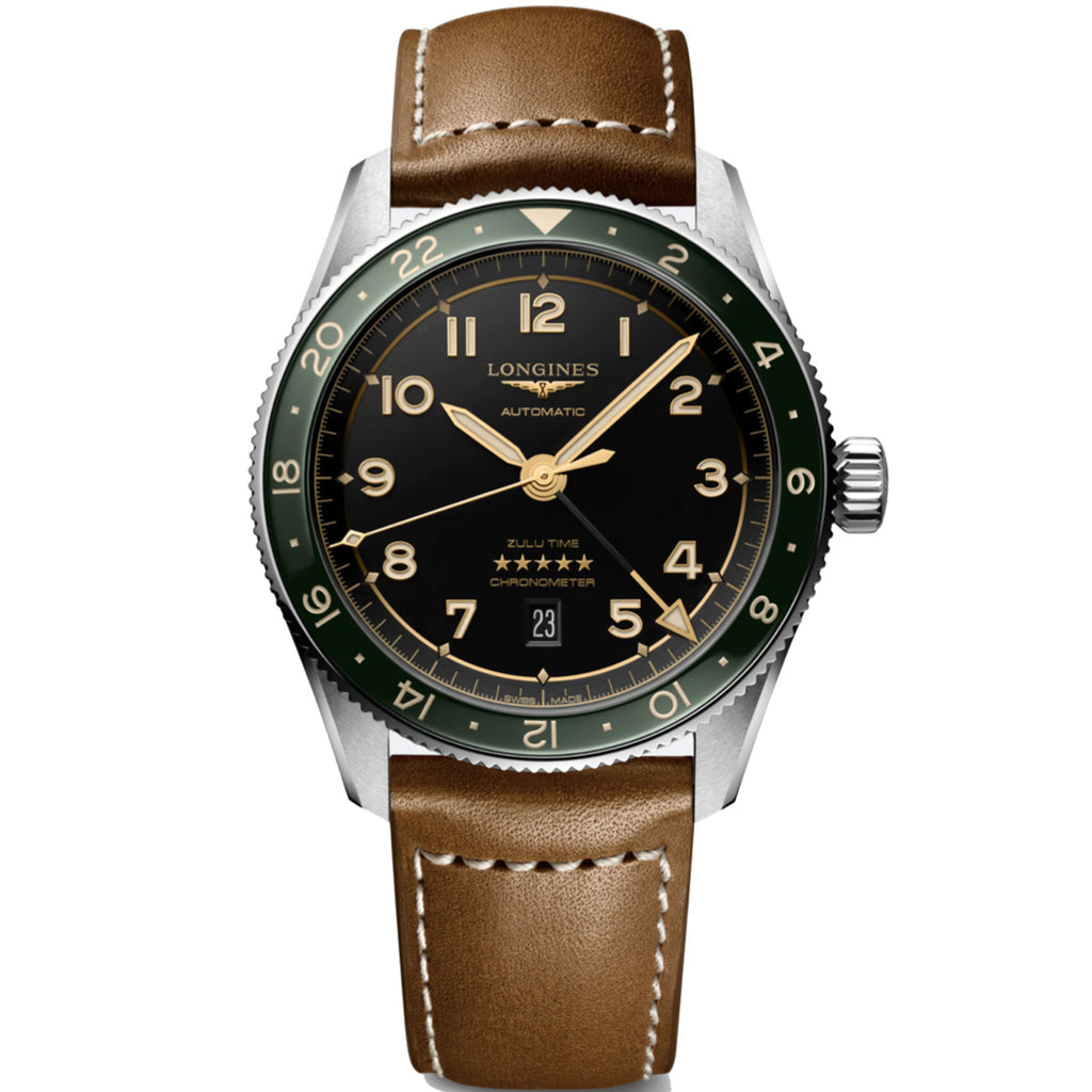 Longines - Spirit Zulu Time GMT 42 mm Green Bezel Anthracite Dial