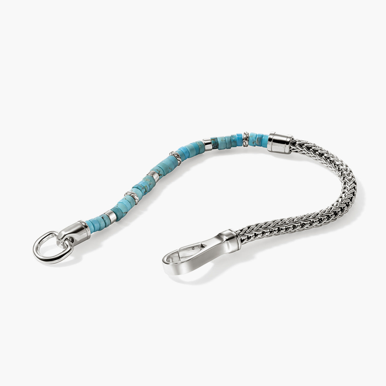 John Hardy Heishi Silver Chain Bracelet with Turquoise