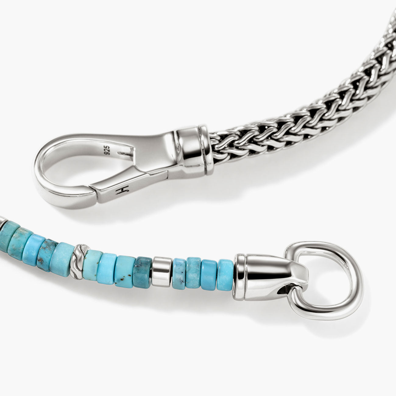 John Hardy Heishi Silver Chain Bracelet with Turquoise