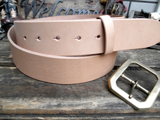 栃木レザーベルト 【生成】45mm 革NO,07／専用バックル付