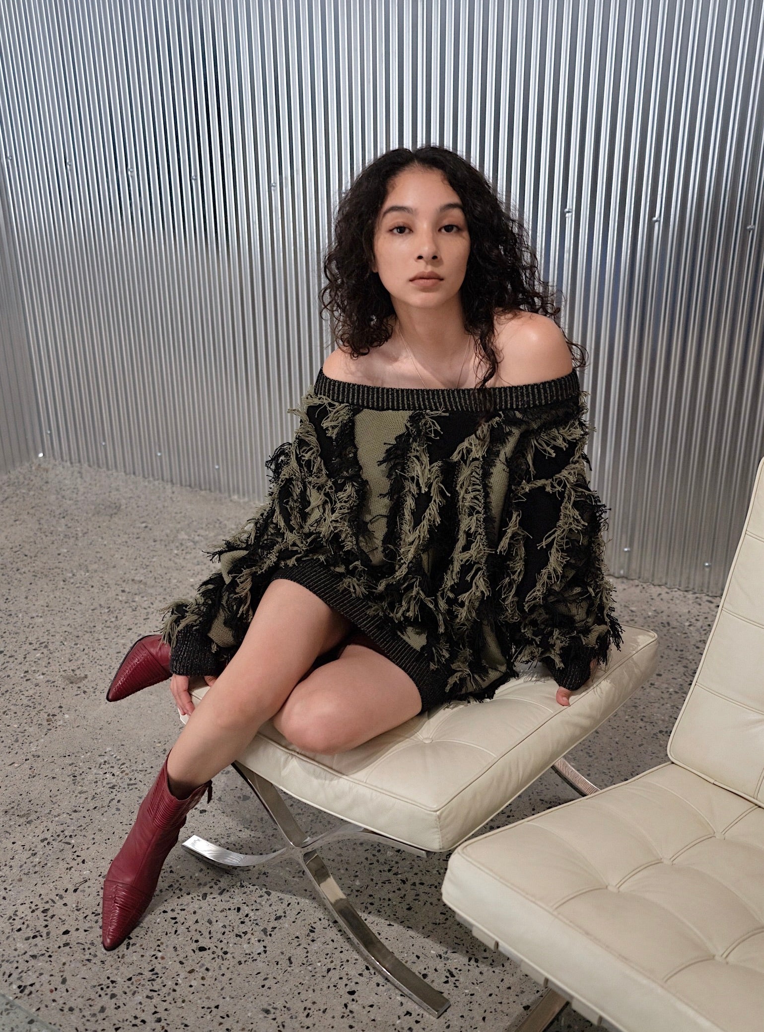 Fringe Bi-color Over Knit – JUEMI