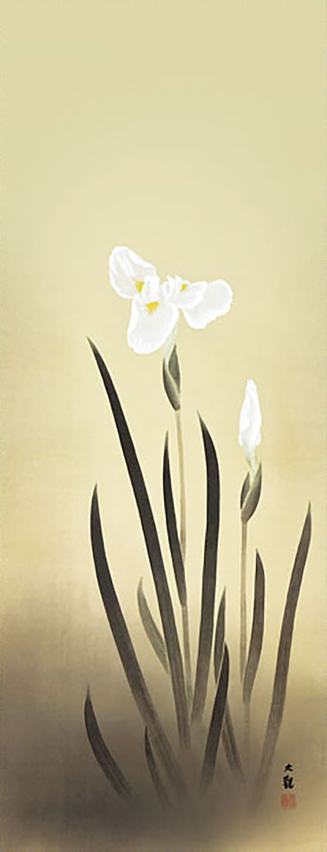 菖蒲 掛け軸 白花｜横山大観 静謐な花鳥画 高精細複製 – 寿鳳人形の東芸