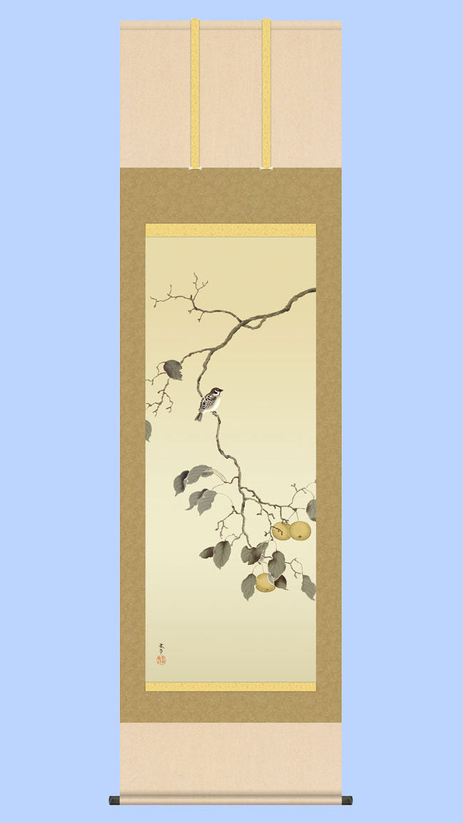 梨に雀 掛け軸｜菱田春草 花鳥画 名作複製 – 寿鳳人形の東芸