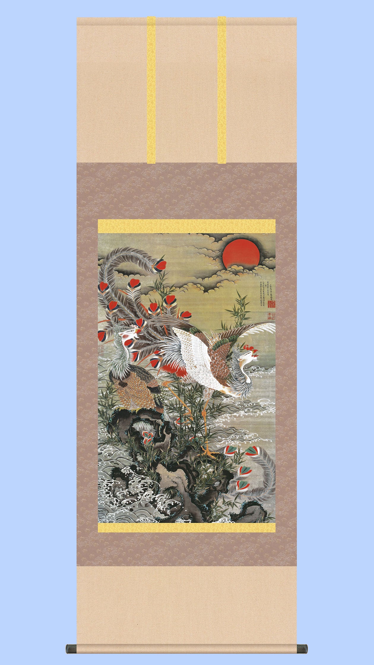 名画複製画掛け軸 旭日鳳凰図 伊藤若冲 – 寿鳳人形の東芸