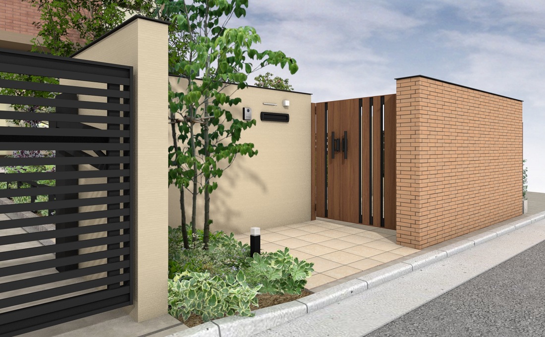 2台用オーバードアと門周りのエクステリアリフォーム｜施工事例