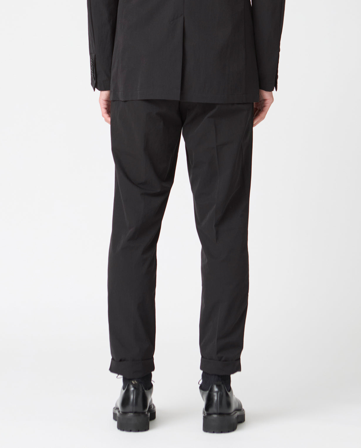 177_L ヴィンテージストレッチ ワンタックテーパードパンツ (ブラック