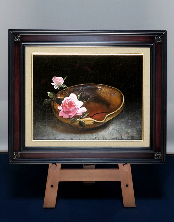 九鬼三郎 魯山人に薔薇 [F6号]（新品額） | 掛軸(掛け軸)販売／表装ご