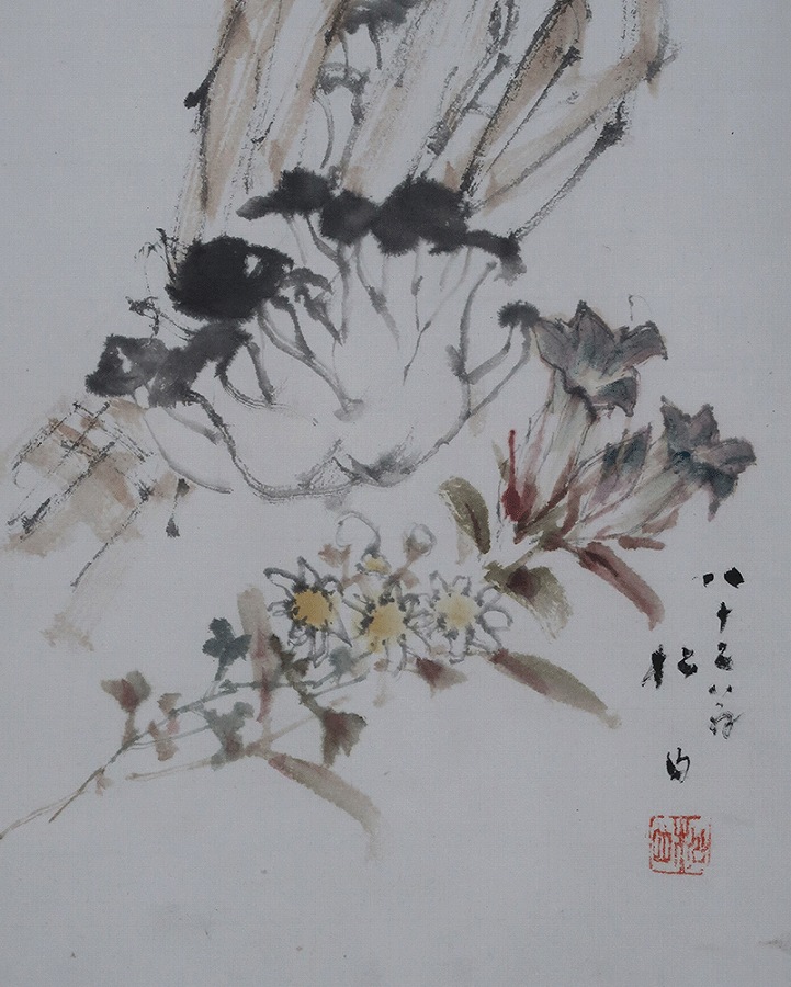 藤井松山 苞に秋花図 | 掛軸(掛け軸)販売／表装ご依頼は掛軸いっぷく