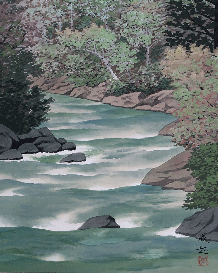 小暮成起 青緑山水 | 掛軸(掛け軸)販売／表装ご依頼は掛軸いっぷく掛軸