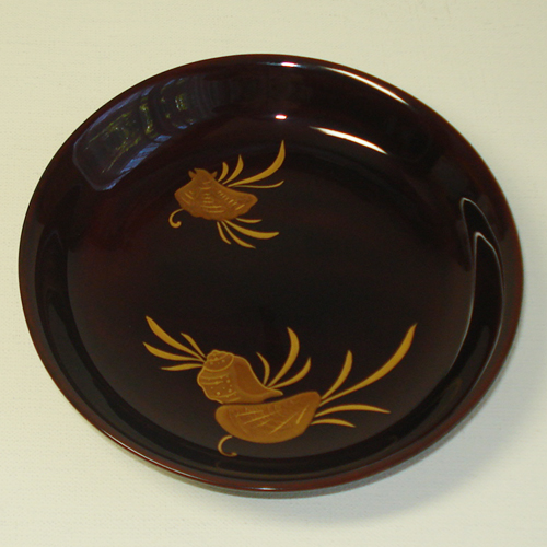 輪島塗 菓子器 丸形 -ミル貝の高蒔絵仕上げ- [内外面とも黒タメ色