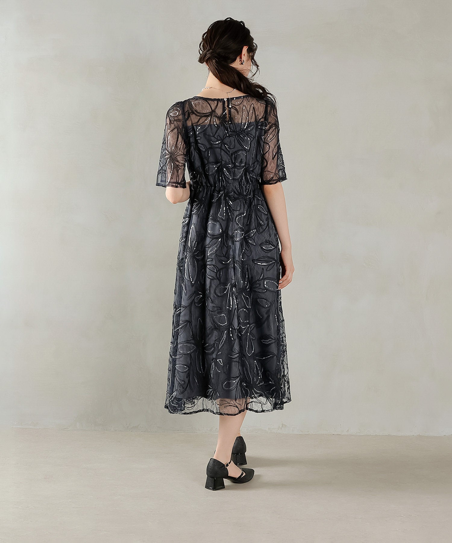 花柄 シャイニースパンコール パーティー ドレス