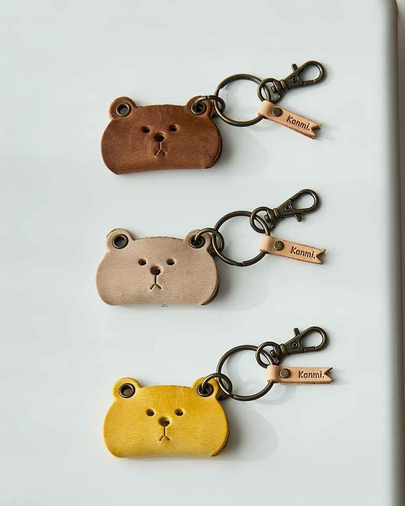 ふわふわ食パンがま口キーリング - 小銭も入る可愛い革小物