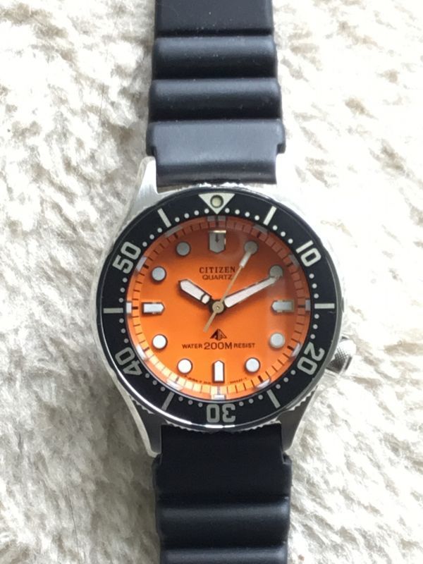 Citizen◇シチズン◇SPORTE DIVER◇ダイバー◇200m◇オレンジ文字盤