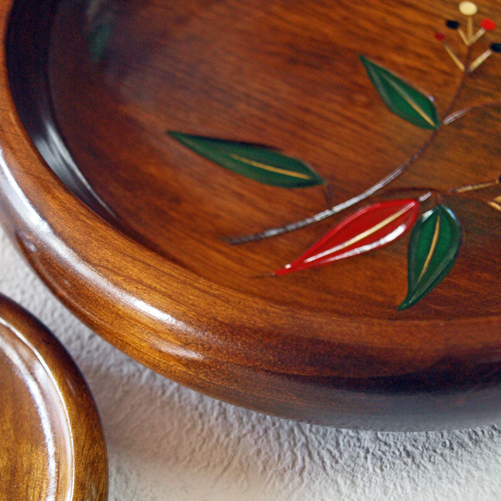 菓子器・木製・山中漆塗り・南天ベリーセット・茶托5枚set – かく丸