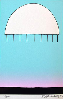 元永定正「しろいはんまる」シルクスクリーン15×10cm