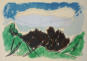 曽宮一念「根子岳 阿蘇」版画36.5×51cm