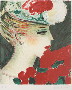 カシニョール「バラとプロフィール」版画34×28.5cm