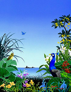 北久美子、【風花絵図】、希少な額装用画集より、新品額装付、状態良好 北