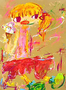 ロッカクアヤコ「アイスクリーム」アクリル80.5×55cm